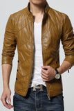 Riolio Spring and Autumn Men's Casual Leather Jacket Large Size Men's Leather Jacket Men's PU Leather Red Jacket S-4XL