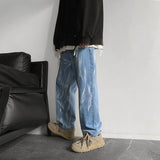 Riolio Hip-hop Tie-dye Jeans Men Fashion Retro Casual Baggy Wide-leg Jeans Mens Streetwear Korean Loose Camo Straight Denim Pants Men