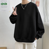 Riolio Simple Design Round Neck Sweatshirt Men Oversized Loose Streetwear Pullover Mens Hoodies Black Beige Pink