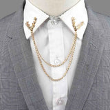 Riolio  New Men Women Shirt Collar Tassel Chain Lapel Pin Brooch Dragon Eagle Deer Head Wings Badge Retro Unisex Jewelry Accessories