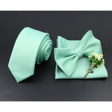 Riolio  Solid Color Tie Set For Men Sage Green Pink Flower Pin Necktie Hanky Cufflinks Brooch Set Groom Suit Wedding Shirt Accessory