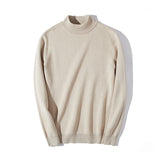 Riolio Spring Autumn Men Sweater Solid Color Pullovers Mock Neck Thin Fashion Knitted Pullovers