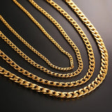 Riolio Men's Cuban Link Chain Necklace Stainless Steel Black Gold Color Male Choker colar Jewelry Gifts for Him