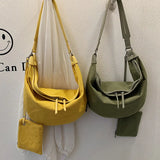 Riolio  female large capacity bag Korean version of foreign canvas shoulder bag fashion casual slung chest bag jiaozi bag