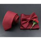 Riolio  Solid Color Tie Set For Men Sage Green Pink Flower Pin Necktie Hanky Cufflinks Brooch Set Groom Suit Wedding Shirt Accessory