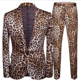 Riolio Hot Sale Leopard Print Men Suit Blazer Set With Pants Safari Suits For Men Performance DJ Jacket Luxury Singer Star Coat