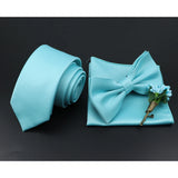 Riolio  Solid Color Tie Set For Men Sage Green Pink Flower Pin Necktie Hanky Cufflinks Brooch Set Groom Suit Wedding Shirt Accessory