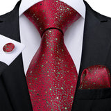 Riolio Fashion Green Dot Red 8cm Men's Silk Tie Business Wedding Party Necktie Handkerchief Brooch Cufflinks Set Men's Gift Tie DiBanGu