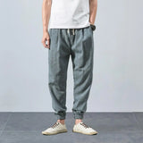 Riolio Casual Mens Solid Color Loose Trousers