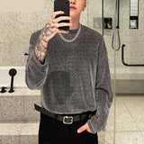 Riolio Men Mesh T Shirt Transparent Round Neck Long Sleeve Sexy Streetwear Camisetas Casual Party Nightclub Tee Tops 5XL