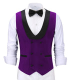 Riolio Casual Men's Waiter Vest Burgundy Slim Fit Prom Double Breasted Blazer Champagne Suits Red Waistcoat For Wedding Best Man Grooms