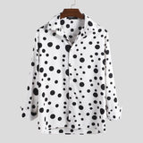 Riolio Fashion Polka Dot Printed Shirts INCERUN Men Long Sleeve Lapel Neck Camisa Leisure Buttons Shirts Man Casual Loose Blouse S-5XL