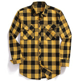 Riolio New Men Casual Plaid Flannel Shirt Long-Sleeved Chest Two Pocket Design Fashion Printed-Button (USA SIZE S M L XL 2XL)