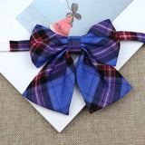 Riolio  Hot Women Girls Silk Cotton Bowties Fashion Cute College Style Striped Plaid Ladies School Girl Student Uniform Butterfly Knot
