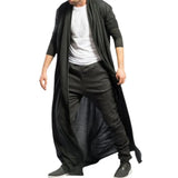Riolio Autumn Men's Cardigan Long Sleeve And Ankle Men's Cardigan Simple Solid Color Front Cardigan Coat Men's Medium Long Coat