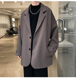 Riolio  British-style Blazers Men Leisure Trendy Loose Suit Jackets Male Retro Daily Ins Streetwear All-match Simple Korean Suit-tops