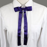 Riolio  Long Silm Ribbon Bowtie Fashion Pretty Solid Color Adjustable Bowknot Black Pupple Orange Butterfly For School Girl Accessories