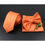 Riolio  Solid Color Tie Set For Men Sage Green Pink Flower Pin Necktie Hanky Cufflinks Brooch Set Groom Suit Wedding Shirt Accessory