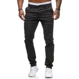 Riolio New Men's Solid Color Casual Cotton Trousers Slim Straight Business Pants All-match Trousers