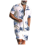 Riolio 1 set Summer Hawaii Trend Print Sets Men Hawaii Shorts Shirt Clothing Set Casual Palm Tree Floral Shirt Beach Short Sleeve Suit