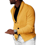 Riolio Autumn Men Sweater Solid Color Hollow Cardigan Buttons Suit Coat Warm Knit Male Sweater Jumpers S-2XL