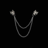 Riolio  New Men Women Shirt Collar Tassel Chain Lapel Pin Brooch Dragon Eagle Deer Head Wings Badge Retro Unisex Jewelry Accessories