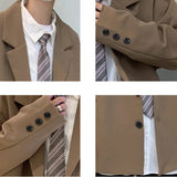 Riolio WELL DRESSED MEN Blazers Men Casual Solid Color Loose Long Sleeve Singe Breasted Streetwear for Male Daily Outerwear Spring Fall Suit's Tops Chic