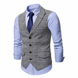 Riolio  Mens Suit Vest Fashion Slim Fit Thin Plaid Men Waistcoat Tops Business Vest Waistcoat Man England Style Male Casual Suits Vests
