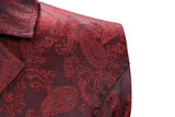 Riolio Wine Red Paisley Jacquard Long Vest Men Double Breasted Lapel Brocade Vest Waistcoat Mens Gothic Steampunk Sleeveless Tailcoat