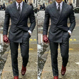 Riolio  Men Suits Slim Fit Double Breasted England Style Solid Color Formal Business Party Prom Daily Tuxedo Wedding Suit Tailored