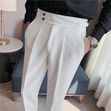 Riolio prom outfits for guys High Quality Business Casual Draped High-waist Trousers Men Solid Color Formal Pants Male Formal Office Social Suit Pants