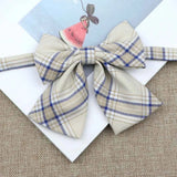 Riolio  Hot Women Girls Silk Cotton Bowties Fashion Cute College Style Striped Plaid Ladies School Girl Student Uniform Butterfly Knot