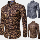 Riolio Trend Man Club Leopard Print Shirt High Quality Long Sleeve Shirt Social Man Casual Party Shirt Chemise Homme Shirt Dress