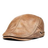 Riolio Hats Men Women Street Bonnet Genuine Leather Beret Male Thin Hats 55-61 cm Adjustable Forward Cap Leisure Duckbill Casquette