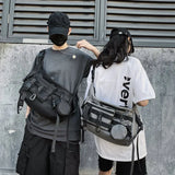 Riolio  Ins shoulder messenger bag, male fashion brand Harajuku functional bag, fashion joker, student dark wind tooling bag, female.