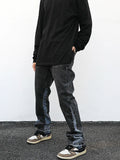 Riolio Vintage Patchwork Mens Flared Jeans Y2k Streetwear Jean Wide Leg Hip Hop Graffiti Black Colorblock Slim Fit Denim Jeans Men