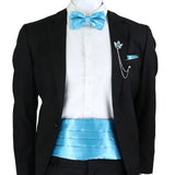 Riolio  New Fashion Mens Cummerbund Bow Tie Brooch Set Black Red Blue   Waist Seal For Formal Tuxedo Business Suit Dinner Accessories