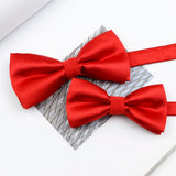 Riolio  Colorful Solid Color Parent-Child Bowtie Set Classic Polyester Butterfly Satin For Father Son Party Dinner Wedding Accessory