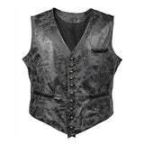 Riolio Men's Steampunk Cosplay Costume Vest Jacket New Rivet Button Faux Leather Cowboy Waist Coat Chalecos Para Hombre