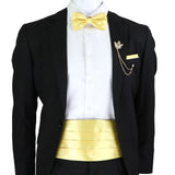 Riolio  New Fashion Mens Cummerbund Bow Tie Brooch Set Black Red Blue   Waist Seal For Formal Tuxedo Business Suit Dinner Accessories
