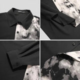 Riolio Men Casual Shirt Spring Print Patchwork Lapel Long Sleeve Streetwear Tops Korean Loose Fashion Shirts Camisas 5XL