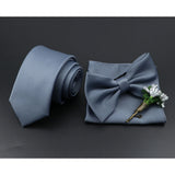 Riolio  Solid Color Tie Set For Men Sage Green Pink Flower Pin Necktie Hanky Cufflinks Brooch Set Groom Suit Wedding Shirt Accessory