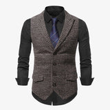 Riolio  Mens Suit Vest Fashion Slim Fit Thin Plaid Men Waistcoat Tops Business Vest Waistcoat Man England Style Male Casual Suits Vests