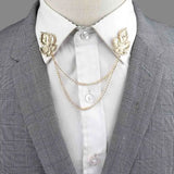 Riolio  New Men Women Shirt Collar Tassel Chain Lapel Pin Brooch Dragon Eagle Deer Head Wings Badge Retro Unisex Jewelry Accessories