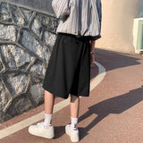 Riolio Men Solid Casual Shorts Loose Wide Leg Knee Length Summer Breathable Fashion Simple Trousers Korean Style Cozy Satin Thin Bottom