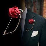 Riolio Boutonniere Corsage Wedding Boutonniere Pin for Men Women Silk Buttonhole Groomsmen Party Prom Suit Accessories Brooches