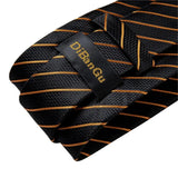 Riolio Gift Men Tie Luxury Gold Black Striped Paisley Silk Wedding Tie For Men DiBanGu Designer Hanky Cufflinks Fashion Tie Set