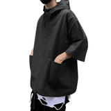 Riolio Hooded T shirt Men Summer Korean Half Sleeve Pullover Top Soft Large Pockets Loose Men T-shirt Streetwear