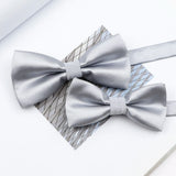 Riolio  Colorful Solid Color Parent-Child Bowtie Set Classic Polyester Butterfly Satin For Father Son Party Dinner Wedding Accessory