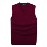 S-6XL Men Sleeveless Sweater Vest Male Autumn Spring Cotton Knitted Solid Vest Sweater Man Business V Neck Top Slim Sweaters Boy